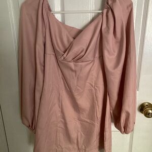 Elegant Pink Long Sleeve Dress